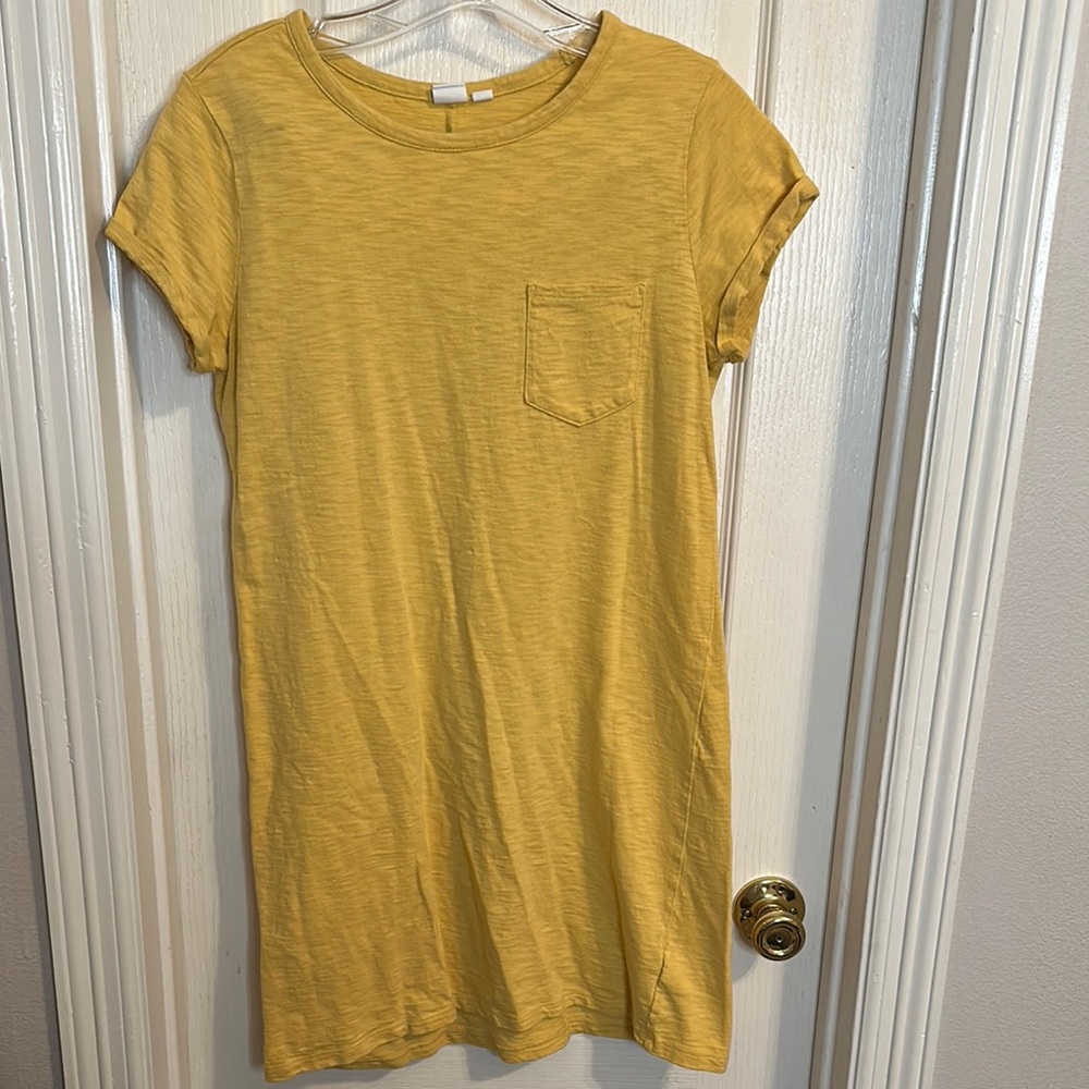Yellow T-Shirt Dress with Pocket